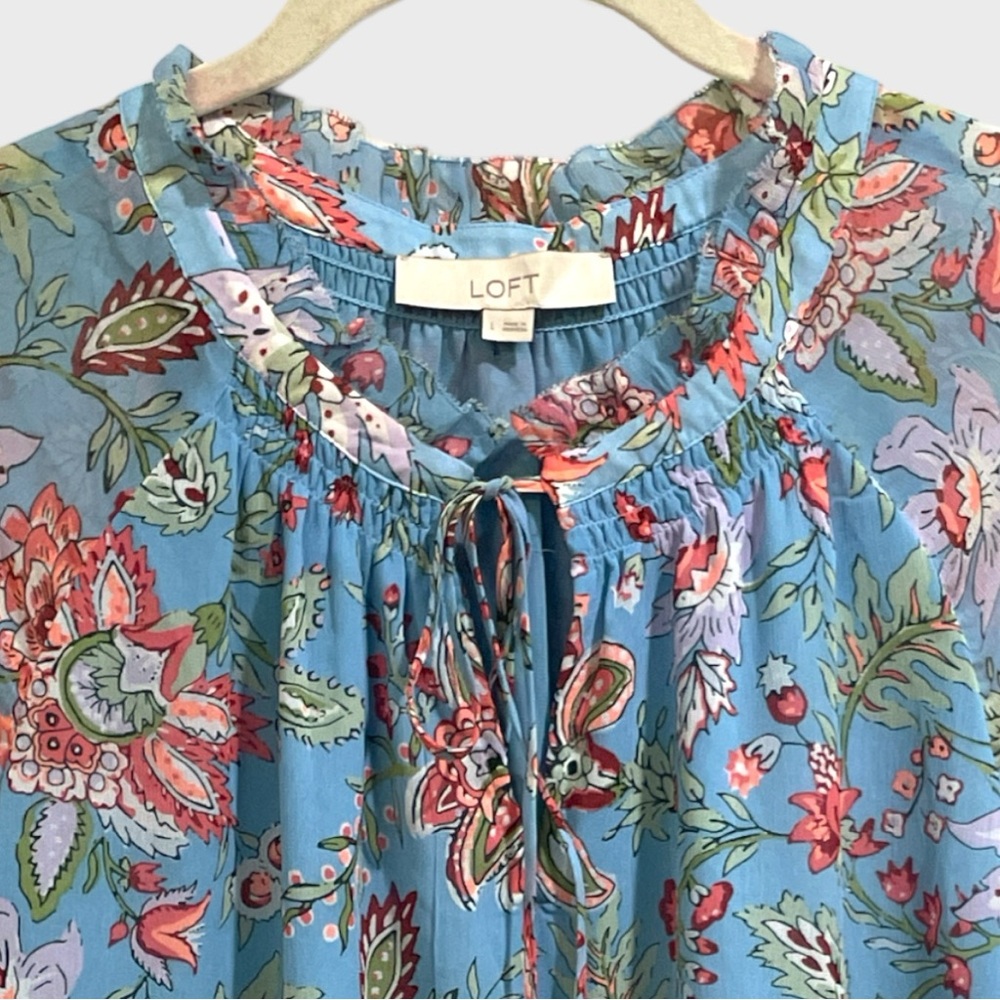 Loft Garden Ruffle Neck Chiffon Style Size Large - Picture 4 of 12